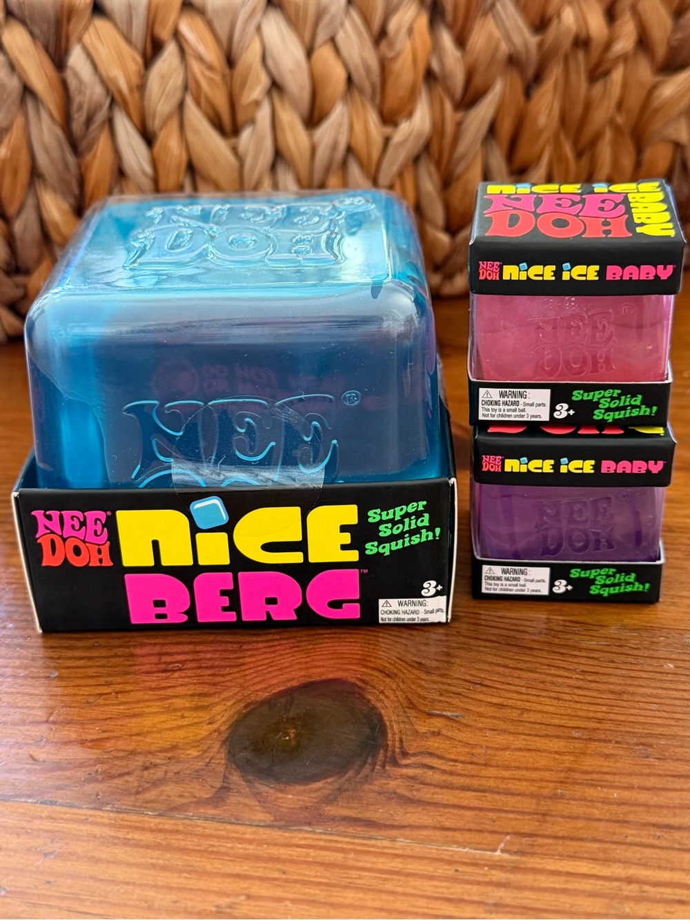 Needoh set of 3- Nice Berg blue, Nice Ice Baby 1 pink & 1 purple NEW NWT